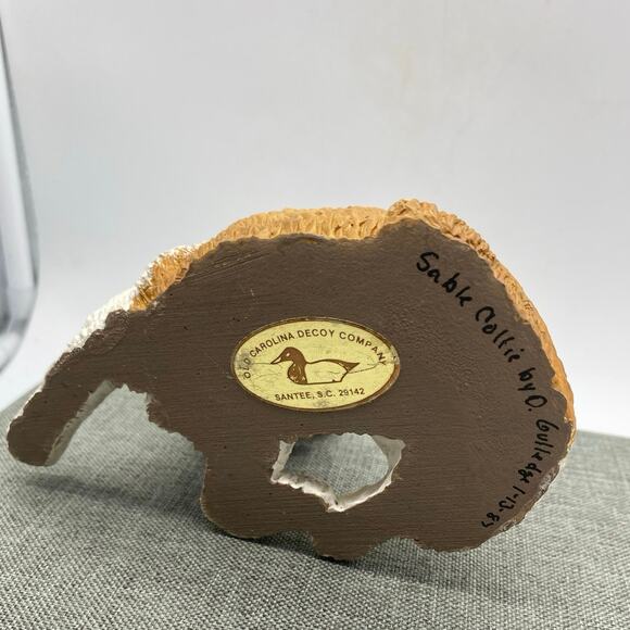 Sable Collie signed O Gulledge 1987 Figurine 3H x6 W Old Carolina Decoy C0 - Picture 6 of 7